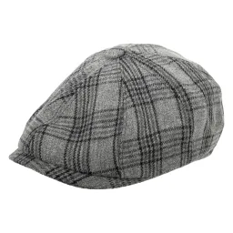 K214A Grey Checkered Men'S Cotton Cap Peaky Blinders Shelby