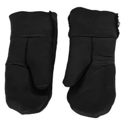 W483A Czarne skórzane rękawiczki  z futerkiem