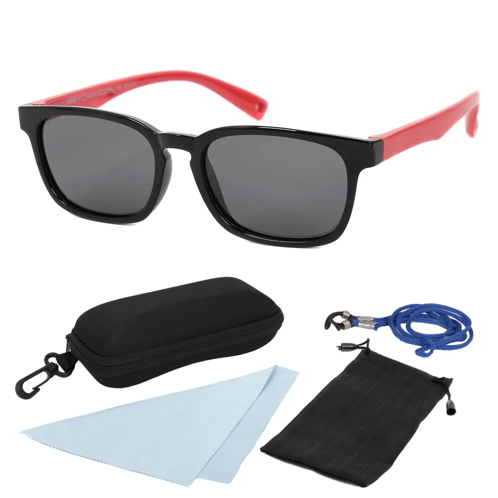 S8139 C14 Black Red Flexible Sunglasses Children'S Polarized