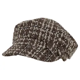 K77B Brązowy kaszkiet damski bawełniany czapka z guzikiem