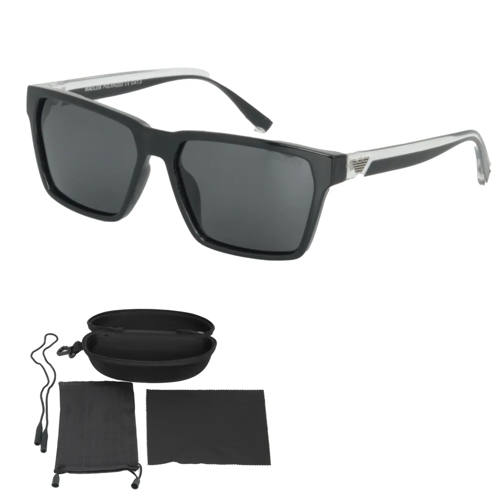 Polar Fashion P1016C3 Czarne Błyszczące Polaryzacyjne Okulary Przeciwsłoneczne