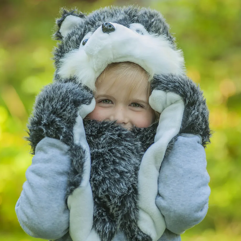W343A Szara Zimowa czapka zwierzak komplet szal rękawiczki