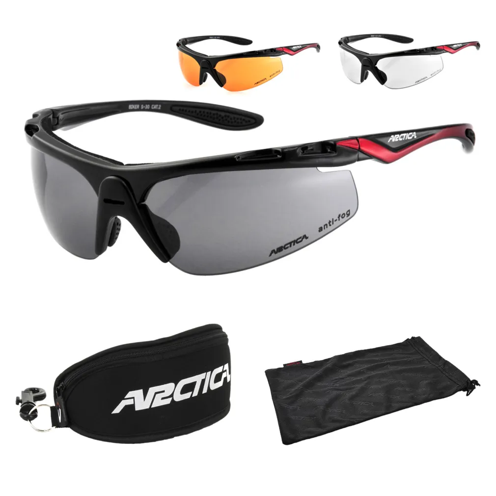 Arctica S30 BIKER NEW Czerwone Okulary Przeciwsłoneczne Gratisy