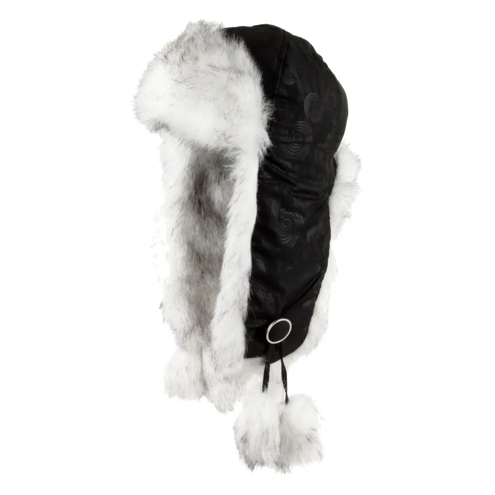 W224B White-Black Warm Winter Hat With Long-Eared