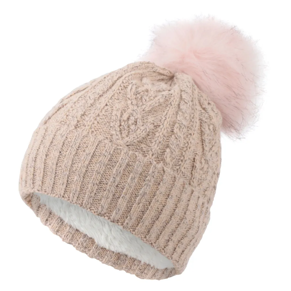 W362Bc Salmon Haker Women'S Winter Hat With Knitwear And Pompon