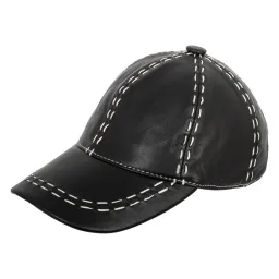 K206F Black Leather Baseball Cap