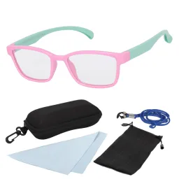S8150 C3 Różowo Seledynowe Elastyczne okulary dziecięce korekcyjne zerówki