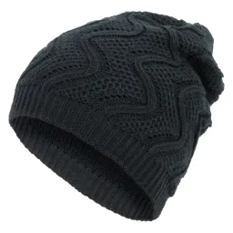 W314B Dark Grey Haker Beanie Women'S Winter Hat With Knitwear Fashionable