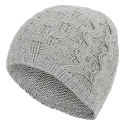 W313E Women'S Grey Haker Beanie Hat With Knitted Original Design