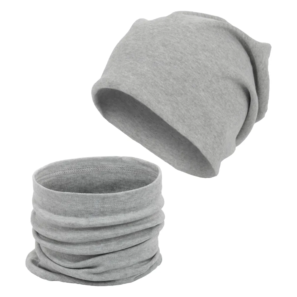 W397C Grey Smooth Transition Set Hat And Scarf