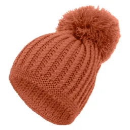 W219F Orange Warm Winter Hat With Knitted With Big Pompon