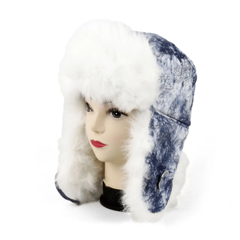 W233B Blue A Warm Eared Winter Hat Comfortable