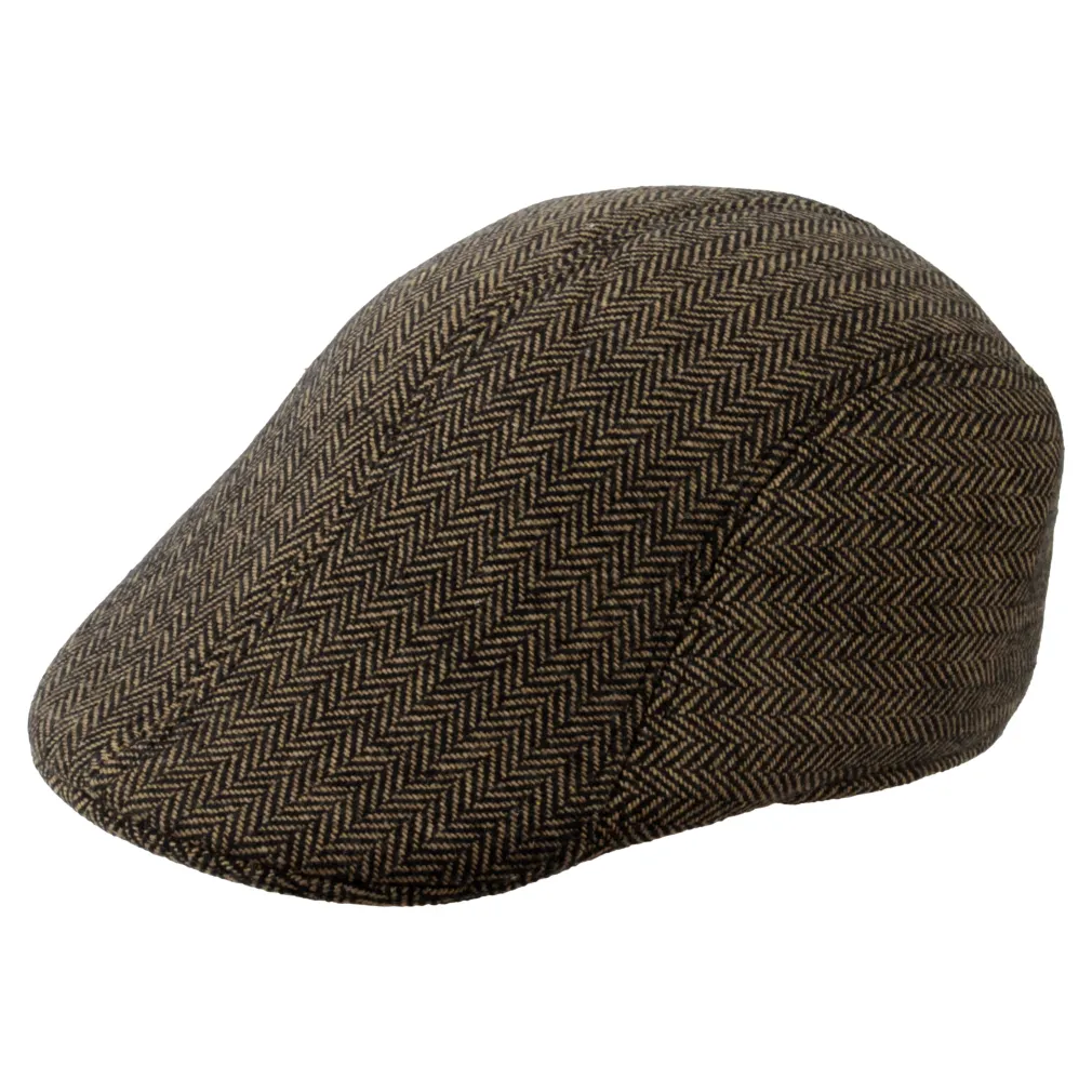 K171A Brown Herringbone Men'S Cotton Cap