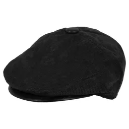 K91D Black Men'S Corduroy Flat Cap Cotton Cap