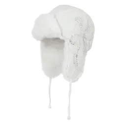 W146A White Warm Children'S Eared Winter Pilot Hat