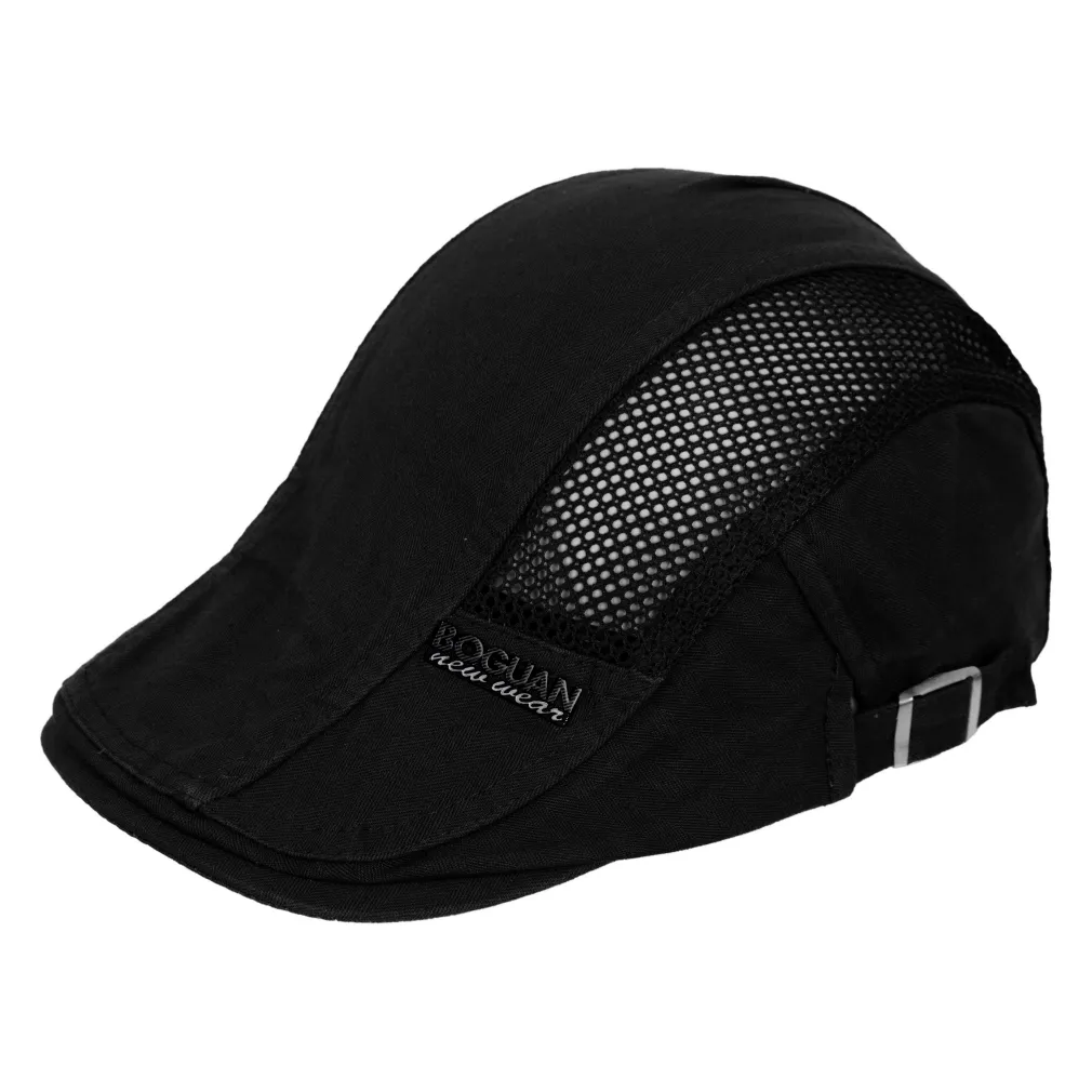 K221F Black Men'S Flat Cap Cotton