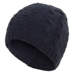 W313D Navy Haker Girl'S Beanie Hat With Knitted Original Design