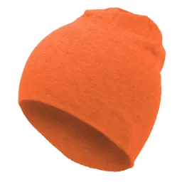 W385E Pomarańczowa Przejściowa czapka beanie gładka dresowa