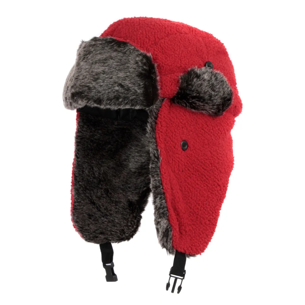 W191C Red And Black Winter Hat With A Polar Fleece Lining.