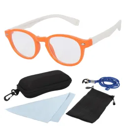 S8141 C8 Pomarańczowo Białe Elastyczne okulary dziecięce korekcyjne zerówki