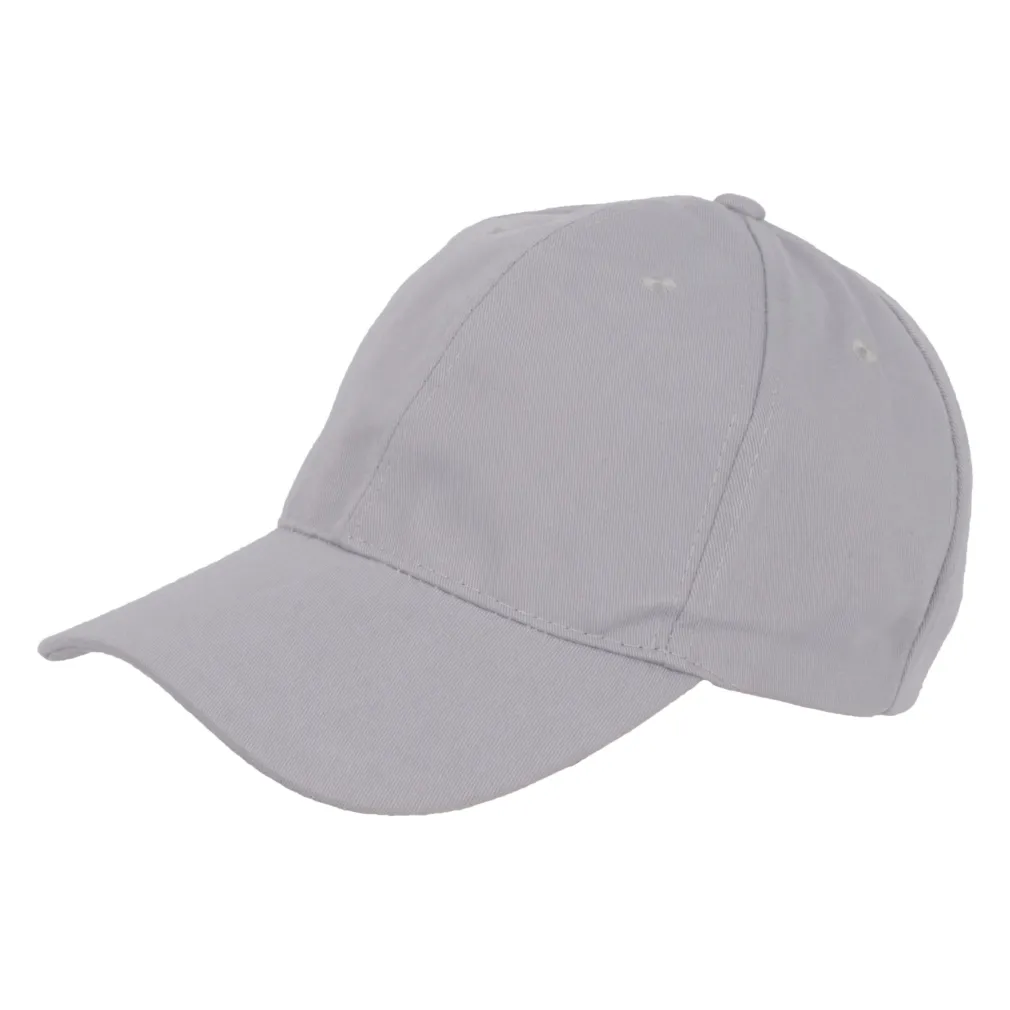 K161D Grey Plain Baseball Cap Velcro