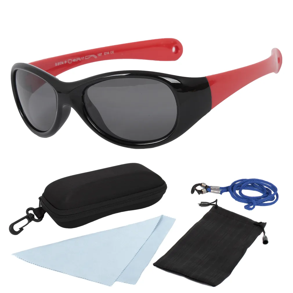 S8174 C14 Black Red Flexible Sunglasses Children'S Polarized