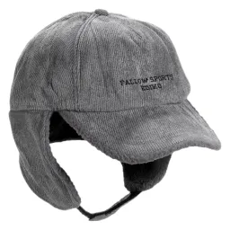 W01A Grey Warm Insulated Baseball Cap Lamb