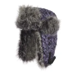 W173C Purple Eared Winter Hat Warm Fastened At The Neck