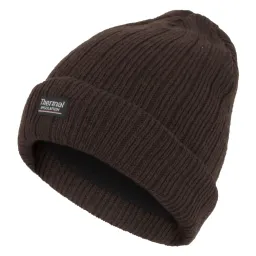 W179C Brown Winter Hat Knitted Insulated With Fleece Lining