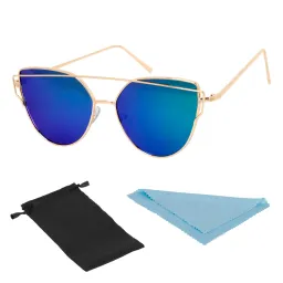 Sunglasses EC01 Gold-Blue Cat'S Eyes