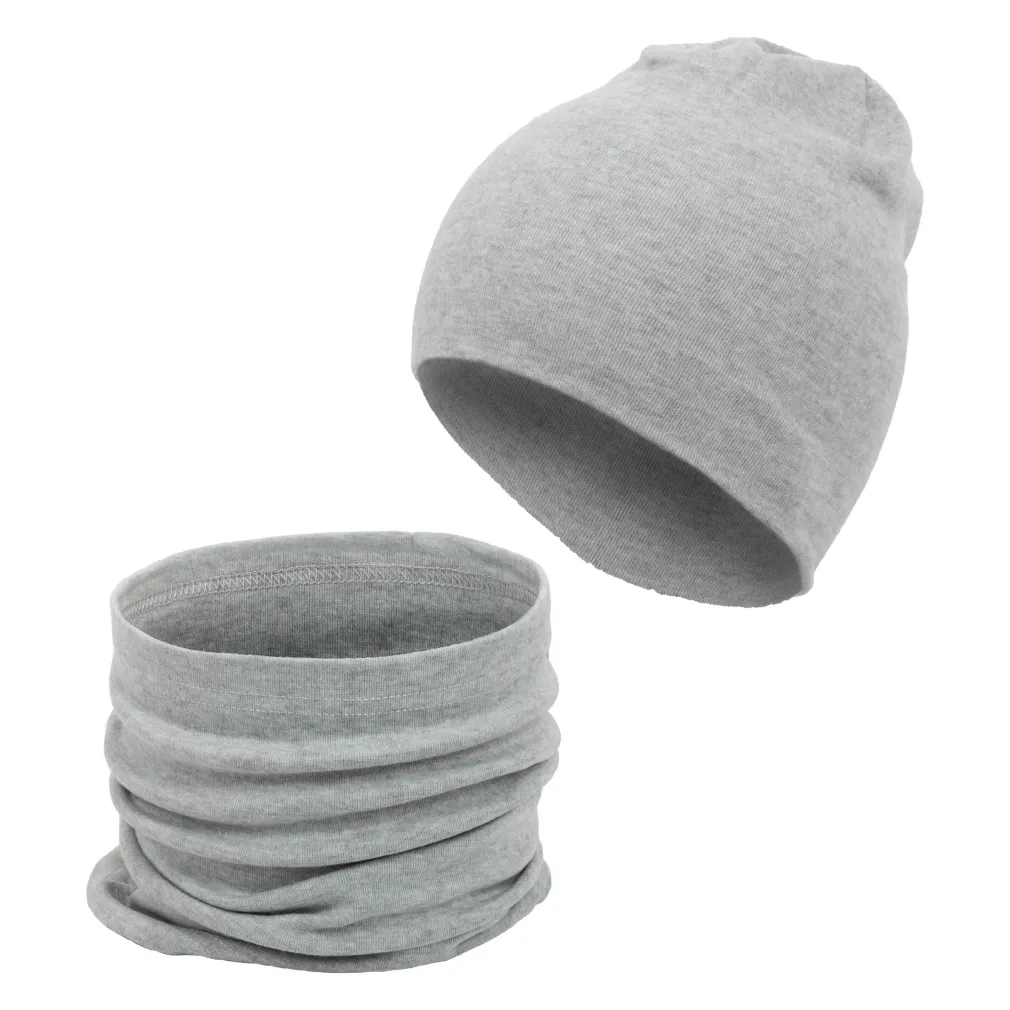 W384C Grey Smooth Transition Set Children'S Hat And Scarf