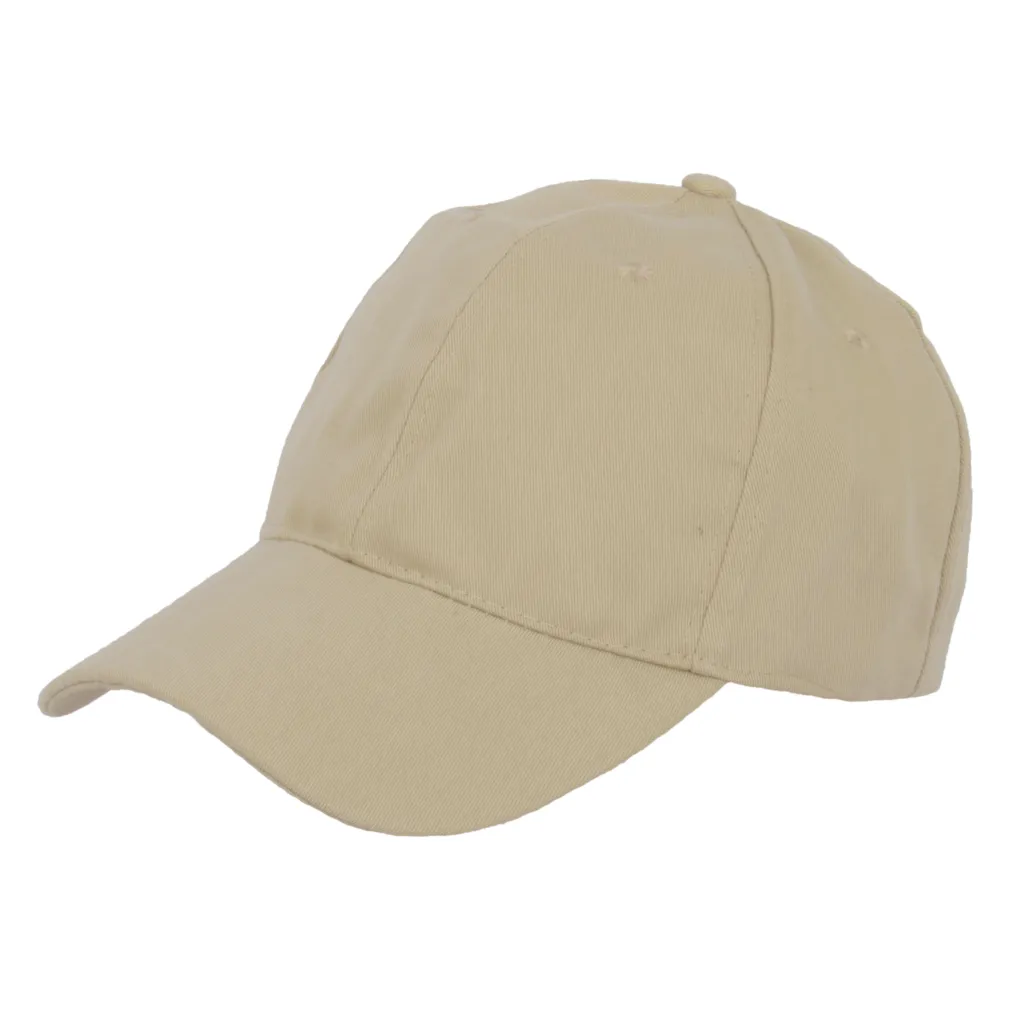 K161C Beige Plain Baseball Cap Velcro