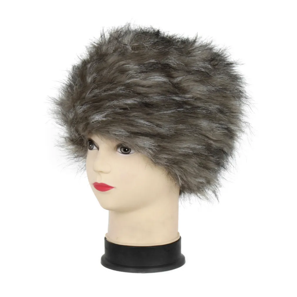 W174D Brown-Grey Winter Hat Beanie Warm Polyester Acrylic