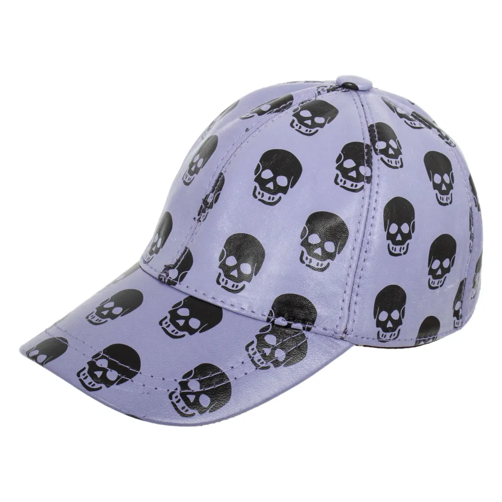 K206C Purple Leather Baseball Cap