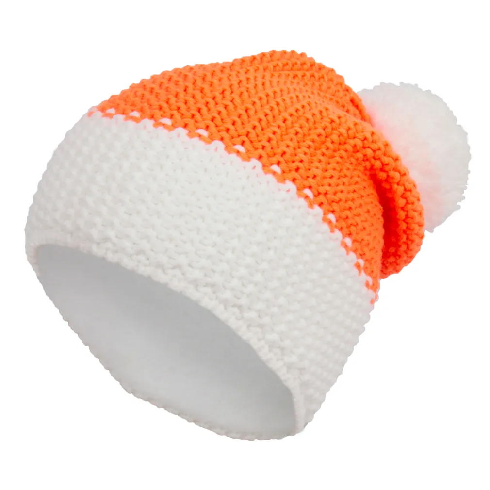 W264C Orange-White Warm Reflective Winter Hat Knitted Insulated Fleece