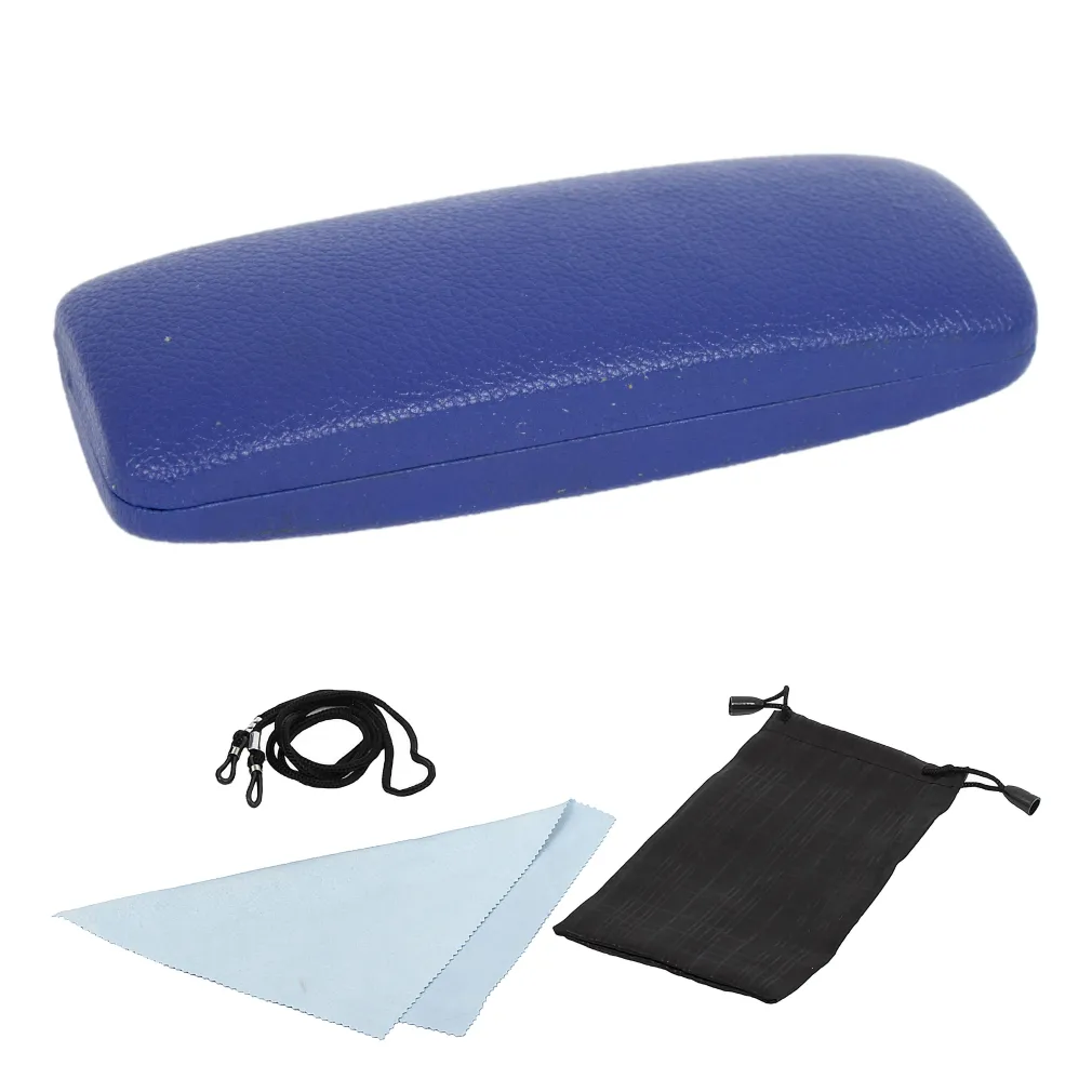 Et21A Blue Hard Case For Glasses And Microfiber Cloth