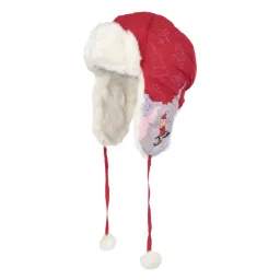 W143B Red A Warm Eared Winter Hat Fur Girl'S