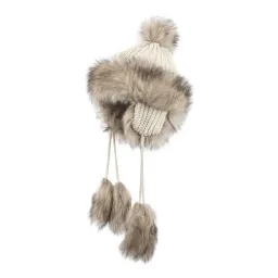 W210F Beige Winter Hat Warm Mongolian Hat