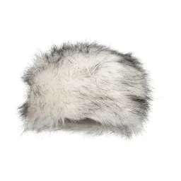 W121A Black-White Melange Warm Winter Hat Faux Fur With Fleece