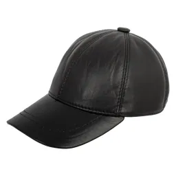 K207D Black Leather Baseball Cap