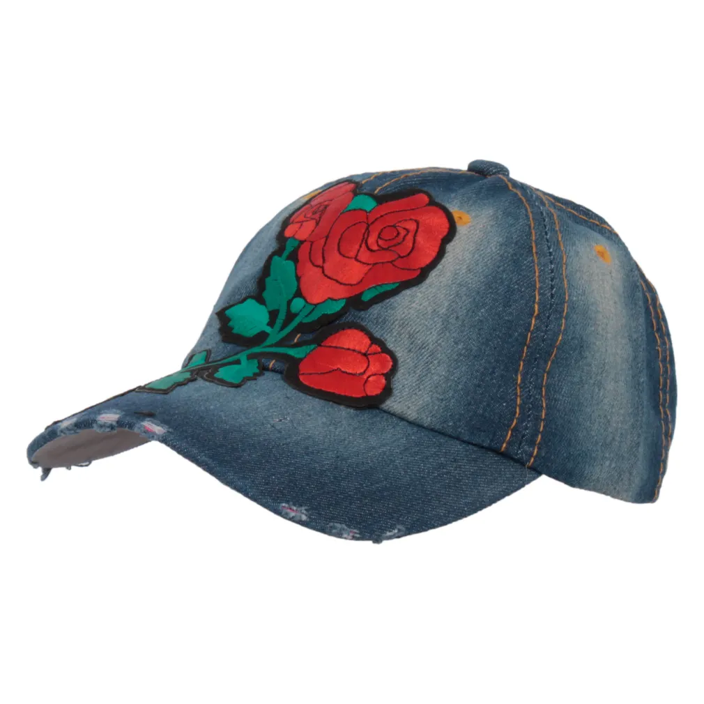 K156A Cotton Baseball Cap Woman With A Rose