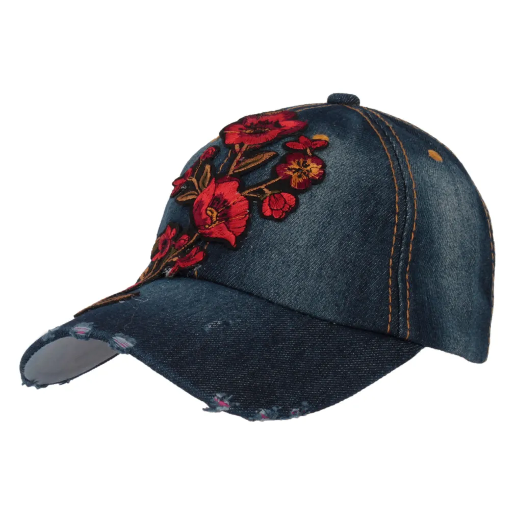 K156D Cotton Baseball Cap Woman With A Rose