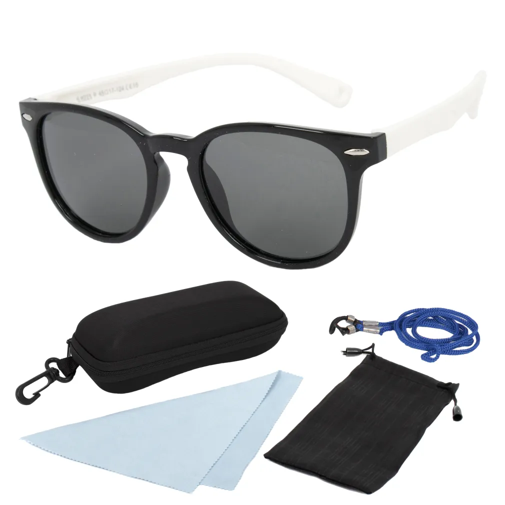 S8223 P15 Black White Flexible Sunglasses Children'S Polarized