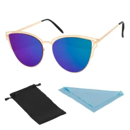 Sunglasses EC03 Gold-Blue Cat'S Eyes