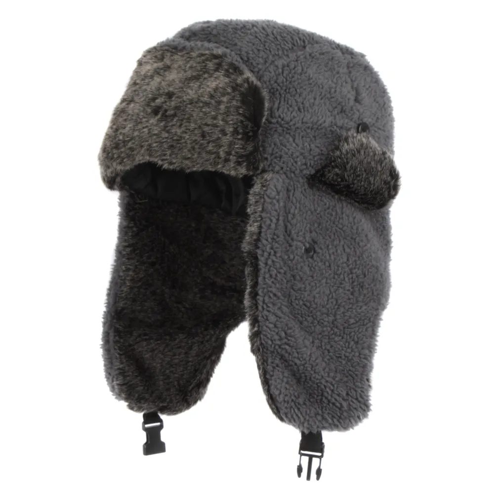 W191D Grey Eared Winter Hat With Polar Fleece