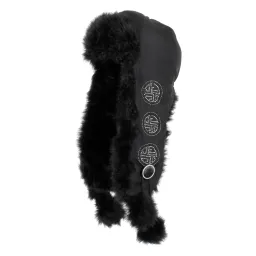 W176F Black Circle Warm Winter Hat With Long-Eared