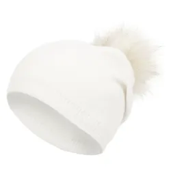 W439A Ecru Polar Fashion czapka zimowa beanie wykonana z kaszmiru i wiskozy pompon z jenota