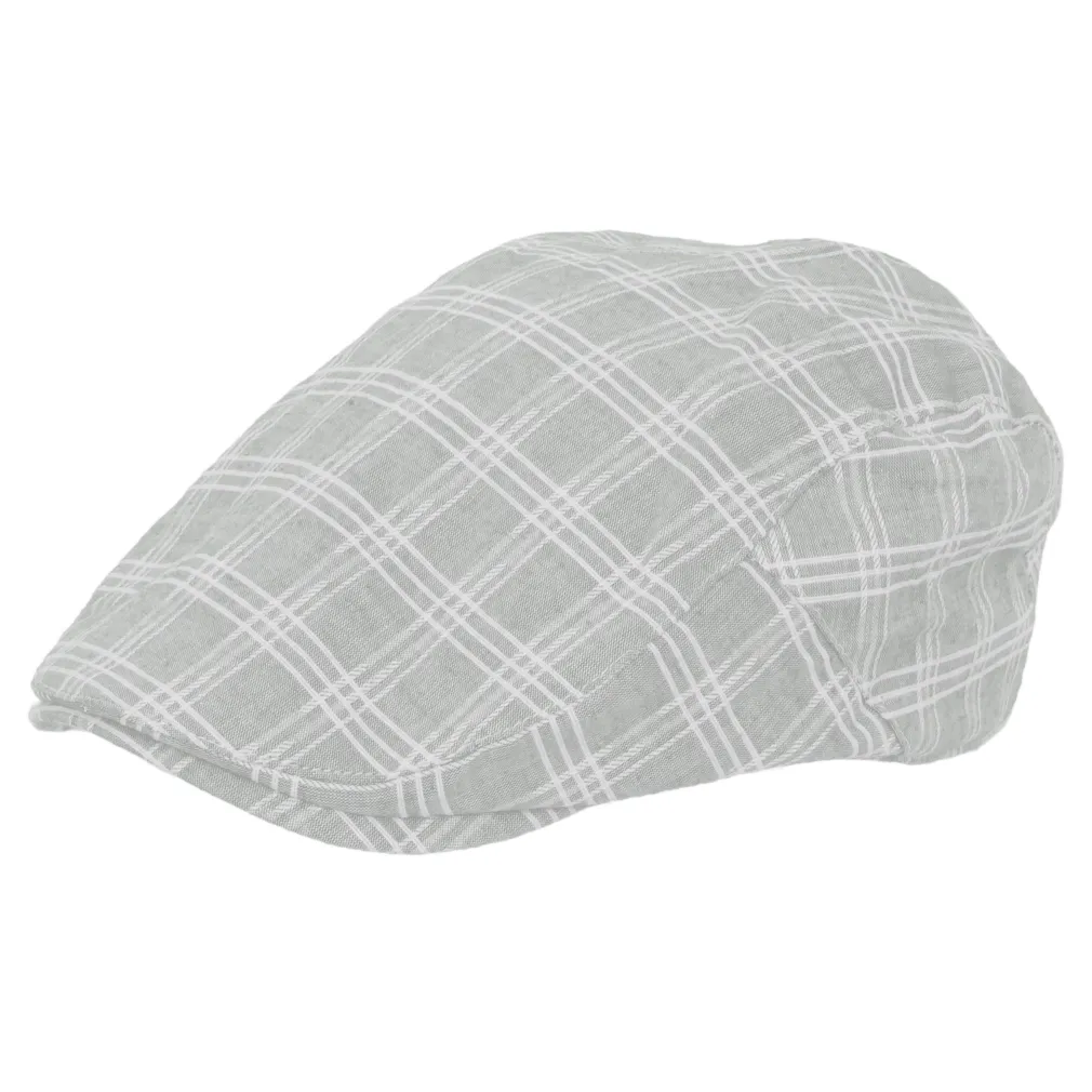 K152E Grey Men'S Cotton Cap Checkered