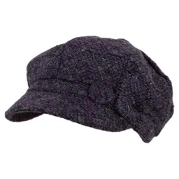 K76B Fioletowy kaszkiet damski bawełniany czapka z guzikiem