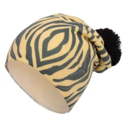 W259B Żółta Ciepła czapka zimowa zebra kolorowa